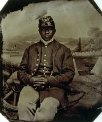 Abraham F. Brown, från 54:e Massachusetts infanteri, ca 1863 (plåttyp)
