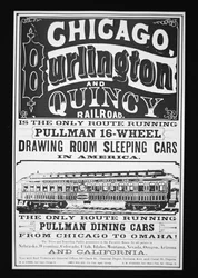 Annons för Pullman Cars of Chicago, ca 1875 (litho)