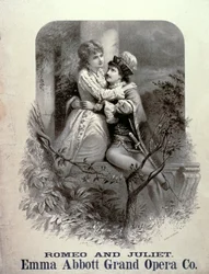 Annons för Romeo And Julia, med Emma Abbott, Grand Opera Company i huvudrollen
