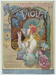 Reklam för parfymaffären "Violet", Paris, från "The Theatre Magazine