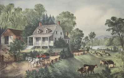 American Homestead - Sommar, pub. 1868, Currier & Ives