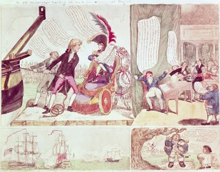 En gammal filosof som lär sin galna son ekonomiska projekt, ca 1807 (bläck och wc på papper)