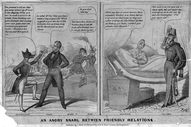 En ilsken morrande mellan vänskapliga relationer, publicerad av J. Childs, New York och Washington D.C, ca 1838-1840