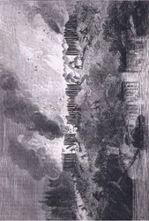 Attack on the Pequot Fort, illustration från Cassell