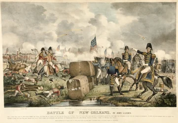 Battle of New Orleans, pub. 1840 (lito i färg)