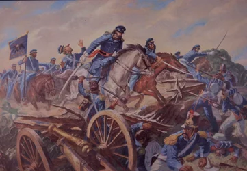 Slaget vid Resaca de la Palma, mexikansk-amerikanska kriget (akvarell på papper)