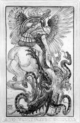 Bellerophon Slayed the Chimera, hämtad från The Wonder-Book for Girls and Boys skriven av Nathaniel Hawthorne, 1852