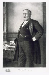 Benjamin Harrison (1833-1901), USA:s 23:e president, pub. 1901 (fotogravyr)