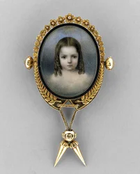Brosch med Portrait of a Girl, ca 1860 (akvarell på elfenben