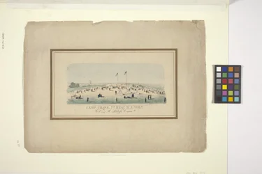 Camp Chase, 7th Regt., R.I. Vols. (handfärgad litografi)