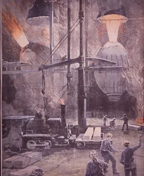Carnegie stålverk, Bessemer-omvandlare i full fart, Pittsburgh, Pennsylvania