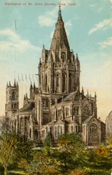Cathedral of St. John the Divine, New York (färg litho)