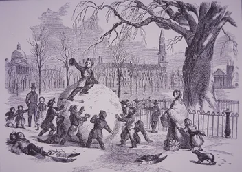 Julsnöboll, scen på Boston Common