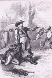 Överste Atherton och indianerna 1661, illustration från Cassell