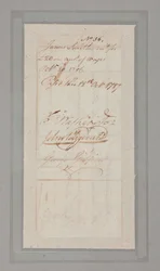 Konstitutionell konvention: samling av brev och dokument undertecknade av 54 av de 55 delegaterna till den historiska 1787 års konvention (penna och bläck på papper) (se även 2561290-92)