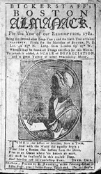 Omslag till Bickerstaffs Boston Almanack med ett porträtt av Phillis Wheatley (1753-84) publicerad 1782 (tryck)