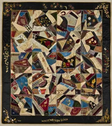 Crazy Quilt, ca 1875-1900 (silke, brokad och sammet)
