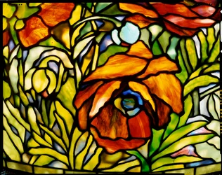 Detalj av en "Oriental Poppy" golvlampa, Tiffany Studios, 1902