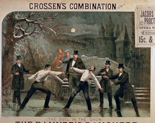 Duel in the Snow, affisch för The Bankers Daughter, med Crossens Combination i huvudrollen på Jacobs & Procter Opera House