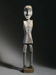Effigy-figur, Chippewa, sent 1800-tal (trä, järnspik och pigment)