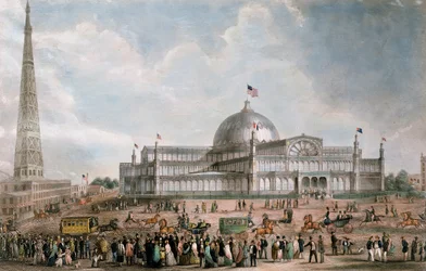 Exteriörvy av New York Crystal Palace, 1853