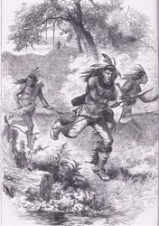 Flight of the Indians efter massakern, illustration från Cassell
