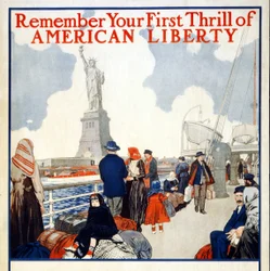 Insamlingsaffisch för det 2:a frihetslånet 1917, pub. 1917 (lito i färg)