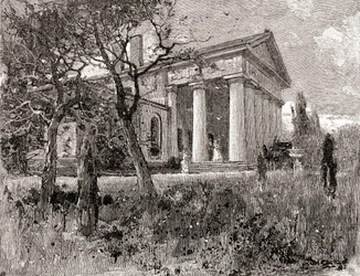 General Robert E. Lees hus, Arlington, Virginia, på 1800-talet, från "The Century Illustrated Monthly Magazine", publicerad 1884 (gravyr)