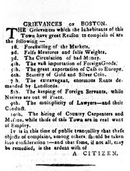 Grievances of Boston, brev publicerat i Boston Gazette, 4 april 1786 (tryckt)