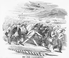 Hej! för Kalifornien, illustration från New York Atlas, 14 januari 1849