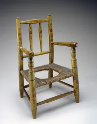 Hålstol, ca. 1800-1850 (oidentifierade träslag, färg, pensel)