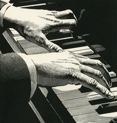 Illustration av händer som spelar ett piano