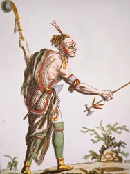 Iroquois krigare med bollen klubba
