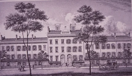 LeRoy Place 1831, en del av vad som nu är Bleecker Street i Greenwich Village (gravyr)
