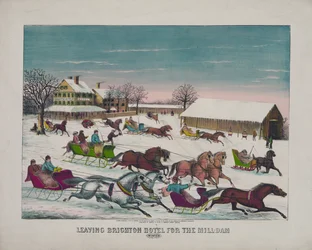 Lämnar Brighton Hotel för Mill-Dam, Winter, ca 1871 (tryck)