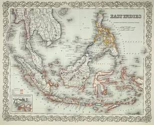 Karta över Ostindien (färggravyr)