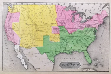 Karta över USA år 1861, ur ”Hela vårt land: USA:s förflutna och nutid, historiskt och beskrivande”, av John Warner Barber och Henry Hare, 1861