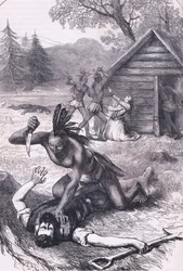Massaker av bosättarna, illustration från Cassell