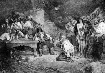 Morgan på Porto Bello efter "Buccaneers and Marooners of the Spanish Main" av Howard Pyle