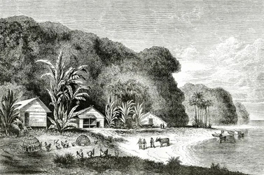 Saigonflodens mynning, illustration från ett besök i Saigon av Walter Rose, publicerad i Appletons Journal, 4 maj 1872