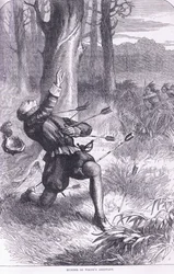 Mordet på Whites assistent, illustration ur Cassells Förenta staternas historia, utgiven av Petter & Galpin, ca 1890