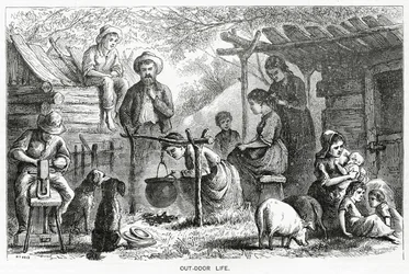 Out-door Life, illustration till en långfilm, A Community of Outcasts, från Appletons Journal, 23 mars 1872
