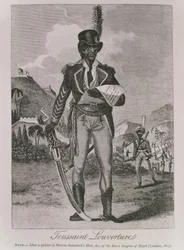 Porträtt av Francois Dominique Toussaint-Louverture (ca 1743-1803) (gravyr)