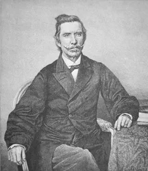 Porträtt av konteramiral Semmes (1809-77), kapten på konfedererade anfallare Alabama (litho)