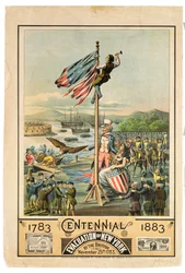 Affisch som annonserar hundraårsjubileet av evakueringen av New York av britterna den 25 november 1783, 1883