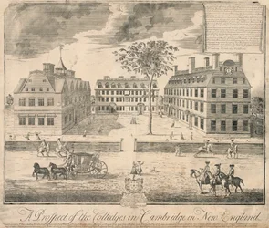 Tryck av Harvard University ca 1700, ca 1700 (gravyr)