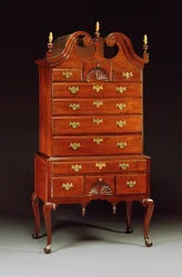 Drottning Anne snidade höga byråer, Connecticut eller New York, 1760-80