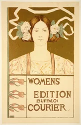 Reproduktion av en affisch som annonserar Womens edition Buffalo Courier