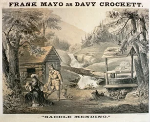 Saddle Mending, affisch för Davy Crockett med Frank Mayo i huvudrollen