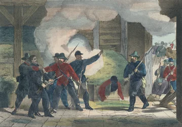 Gripandet och döden av mördaren Wilkie Booth, ca 1865